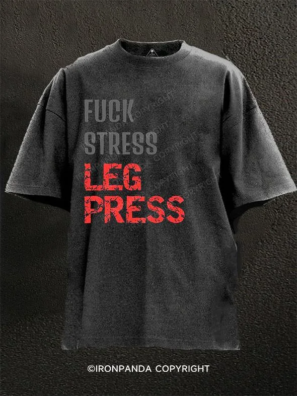 T-Shirt-Durable-Fuck stress Leg Press Washed Gym Shirt