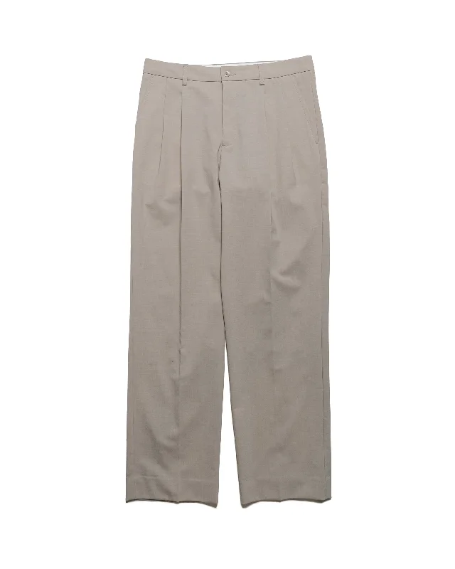 Pants-Elastic-Waist-Norse Projects Benn Relaxed Light Wool Pleated Trouser Light Khaki