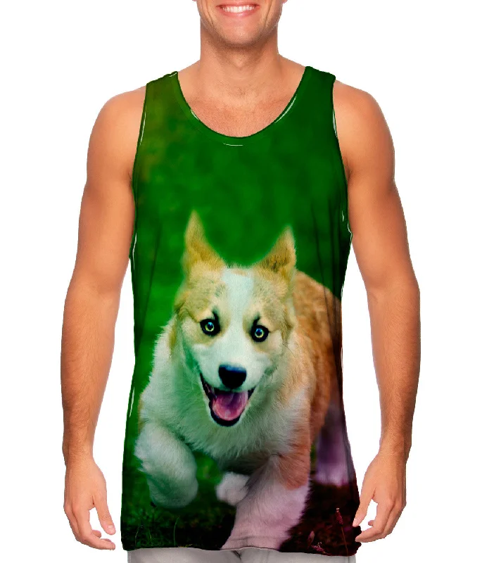 Tank-Top-Polyester-Corgi Run Puppy