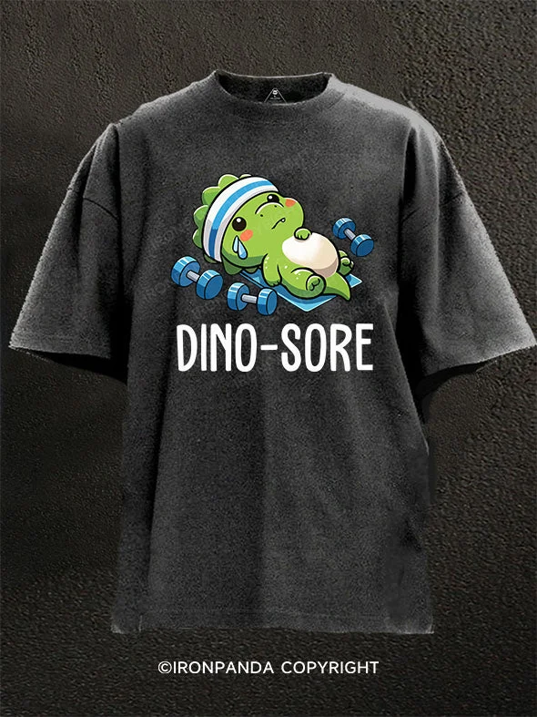 T-Shirt-Fleece-DINO-SORE Washed Gym Shirt