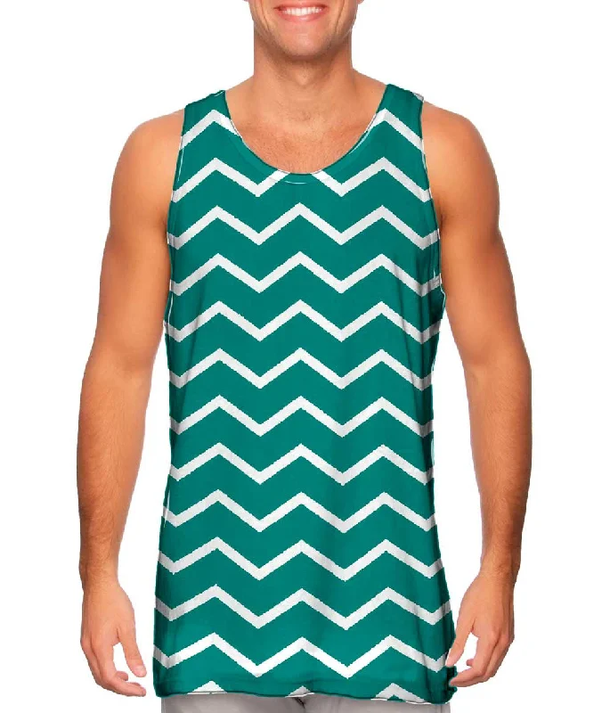 Tank-Top-Scoop-Neck-Chevron Turquoise White Reversed