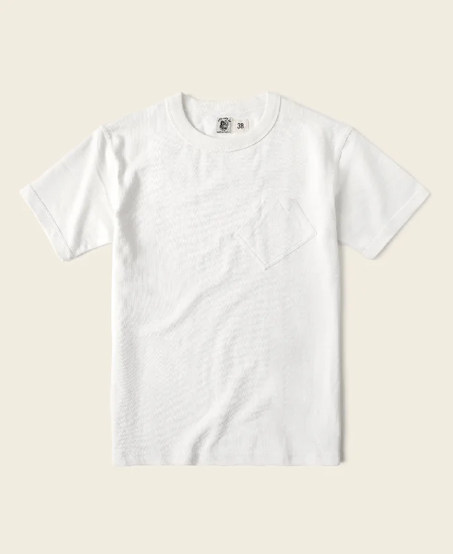 T-Shirt-Soft-1930s Slanted Pocket Tubular T-Shirt - White