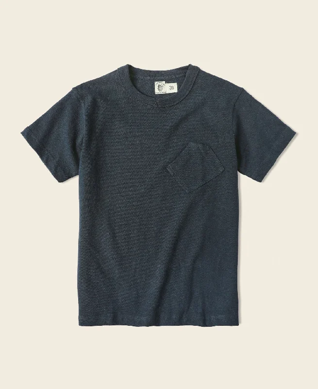 T-Shirt-College-1930s Slanted Pocket Tubular T-Shirt - Navy