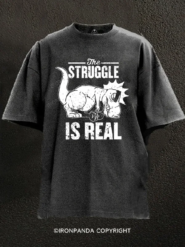 T-Shirt-Y2K-Style-The Struggle Is Real DINO Washed Gym Shirt