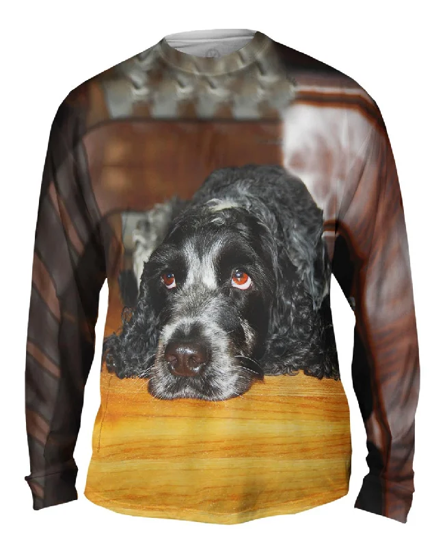 Long-Sleeve-Beige-Quizzical Cocker Spaniel