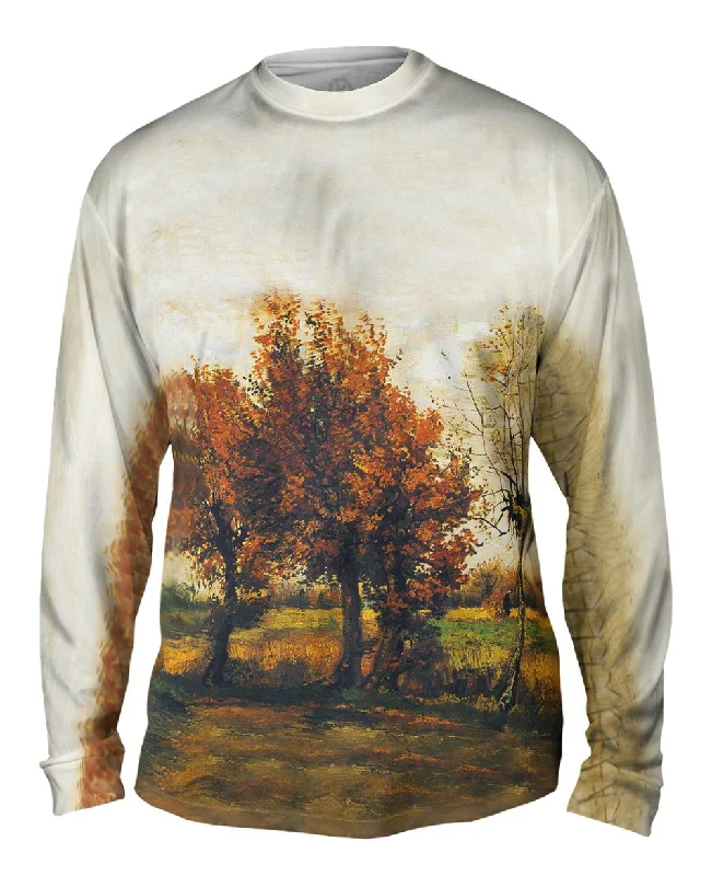 Long-Sleeve-Unisex-Van Gogh -"Autumn Landscape with Trees" (1885)