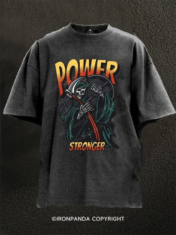 T-Shirt-Pink-POWER STRONGER Washed Gym Shirt