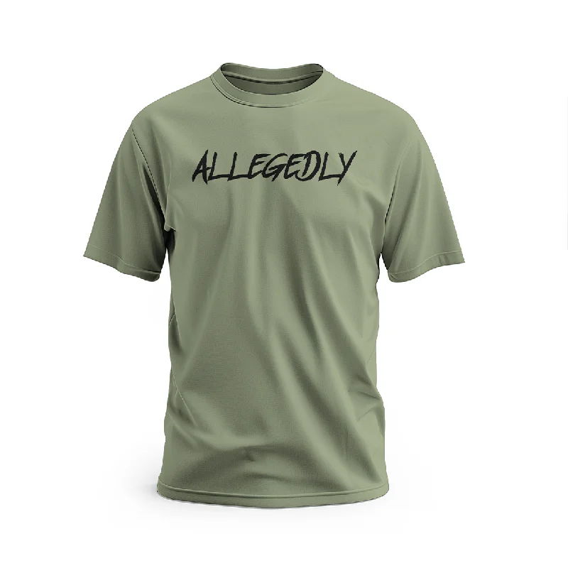 T-Shirt-V-Neck-Allegedly Army Green Short Sleeve T-Shirt