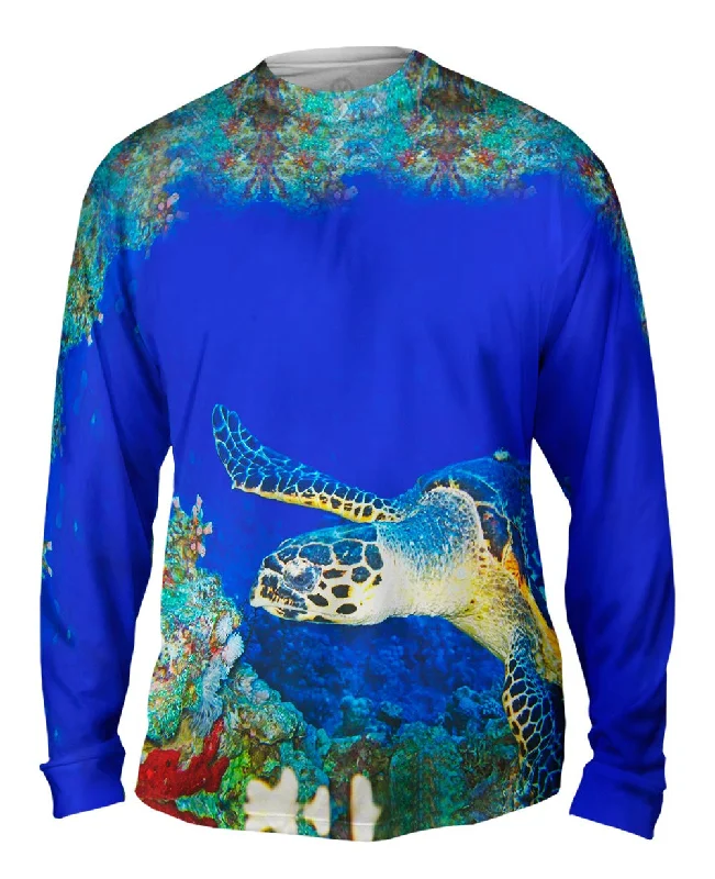 Long-Sleeve-Sustainable-Hawksbill Sea Turtle Underwater