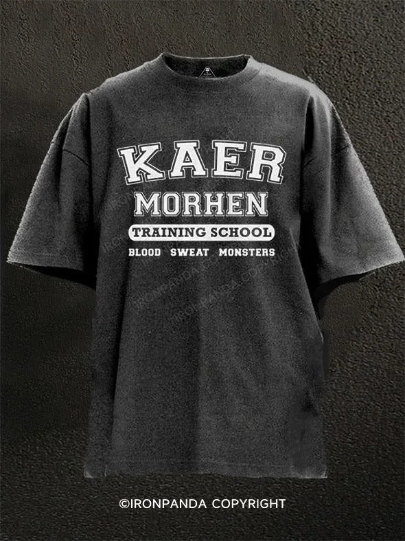 T-Shirt-Family-Matching-Kaer Morhen Training School Blood Sweat Monsters Washed Gym Shirt