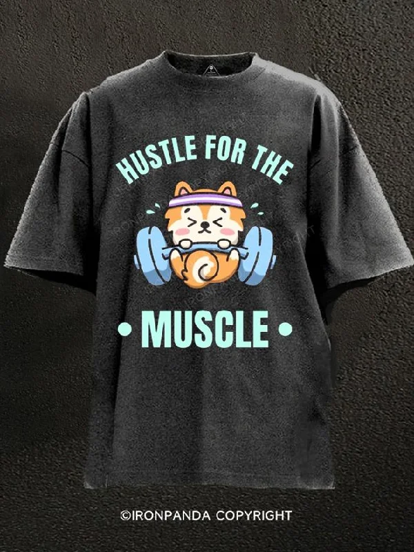 T-Shirt-Performance-HUSTLE FOR THE MUSCLE Washed Gym Shirt