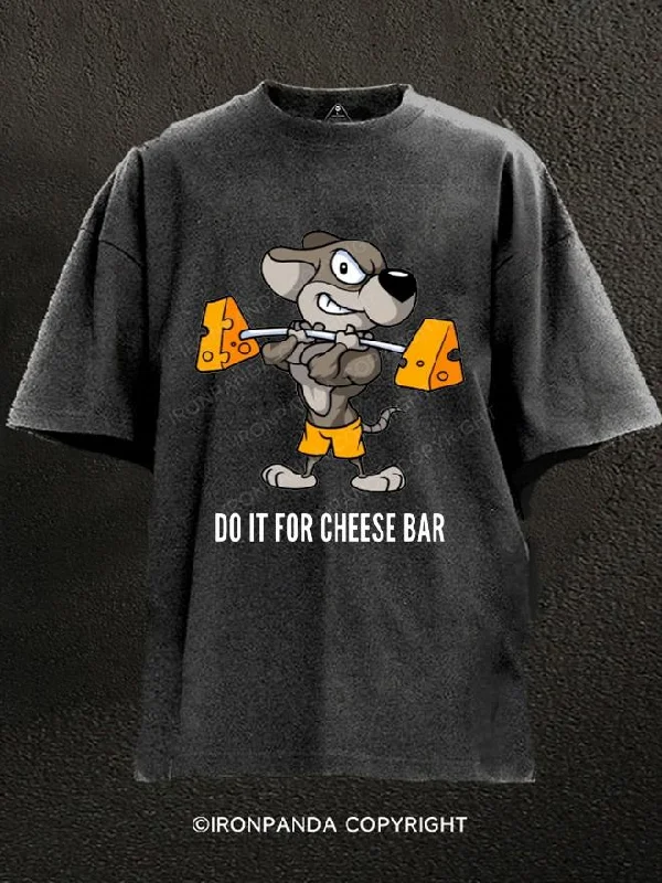 T-Shirt-Cotton-Gym Rat do it for cheese bar Washed Gym Shirt