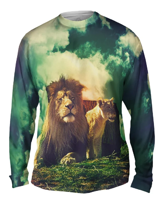 Long-Sleeve-Hooded-Wild Couple Lion Lioness