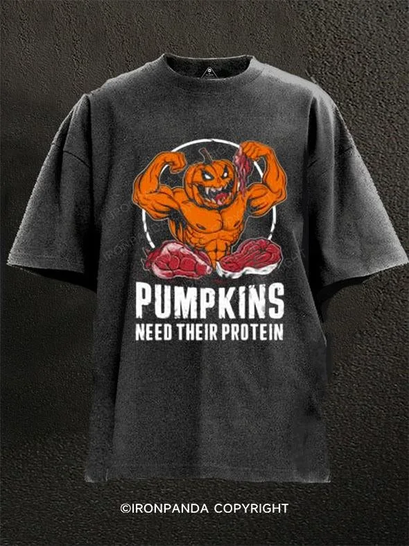 T-Shirt-Polka-Dot-PUMPKINS NEED THEIR PROTEIN Washed Gym Shirt