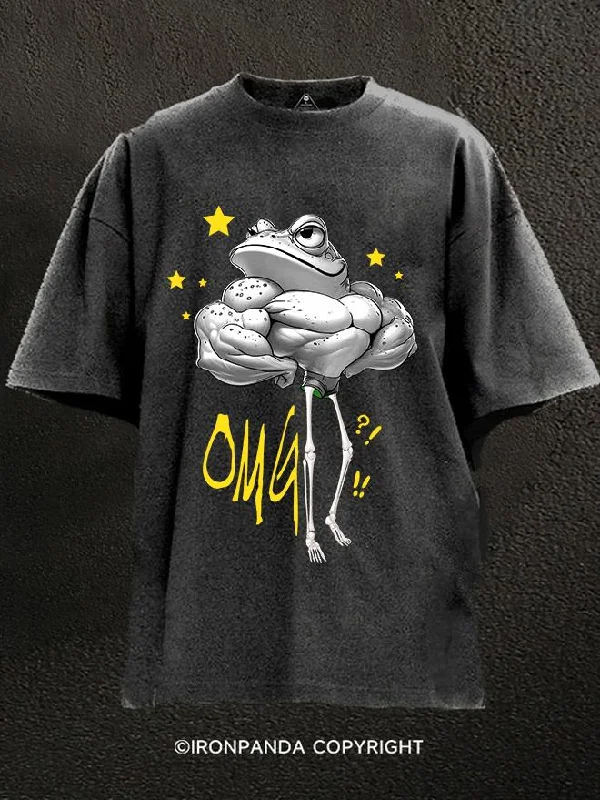 T-Shirt-Pink-swole Frog Washed Gym Shirt