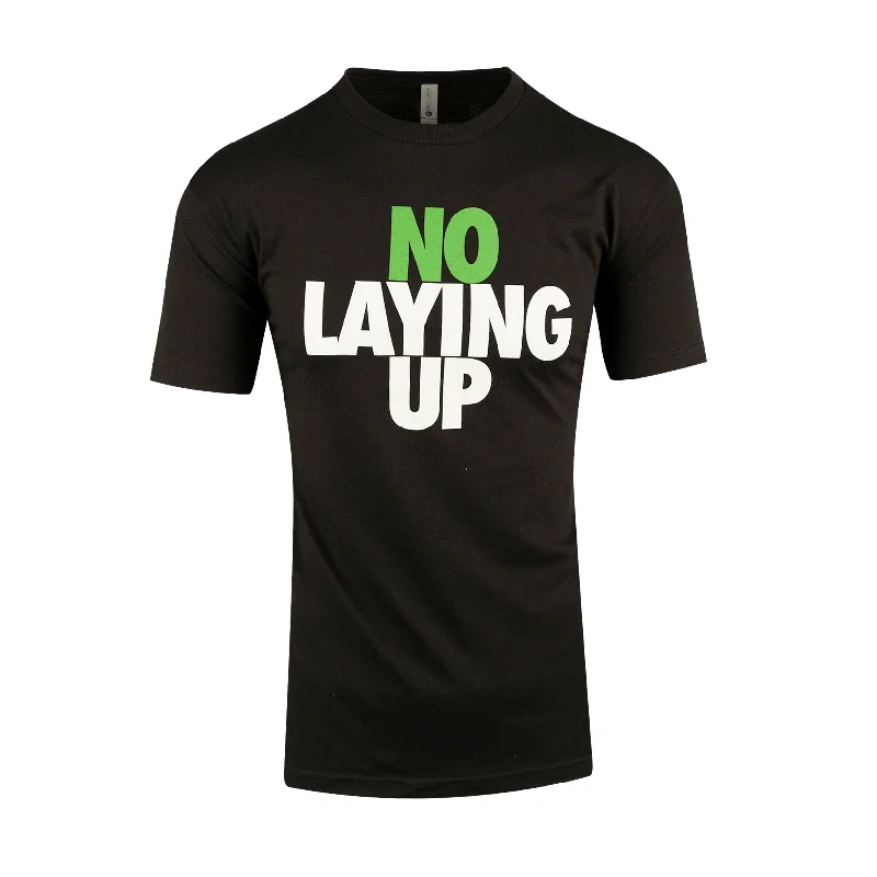 T-Shirt-Tactical-No Laying Up T-shirt | Heather Black - Green & White Logo