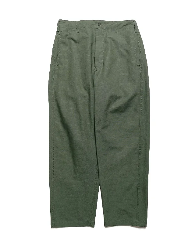 Pants-Brown-Engineered Garments Workaday Utility Pant Olive Cotton Ripstop