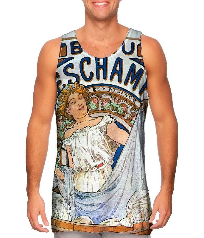 Tank-Top-Yoga-Alphonse Mucha - "Bleu Deschamps" En Vente Ici (1897)