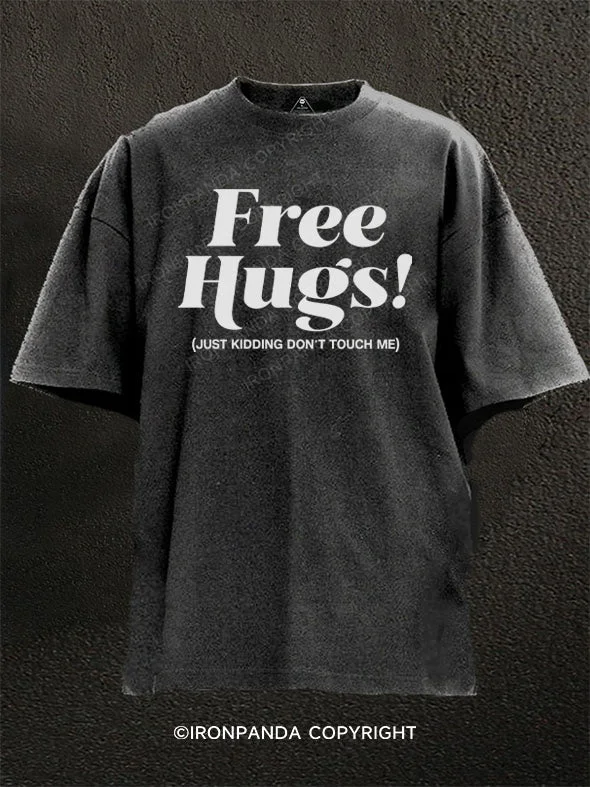 T-Shirt-Hiking-Free Hugs! Washed Gym Shirt