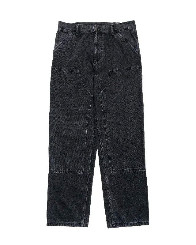 Pants-Retro-Carhartt W.I.P. Double Knee Pant Denim Black Stone Washed