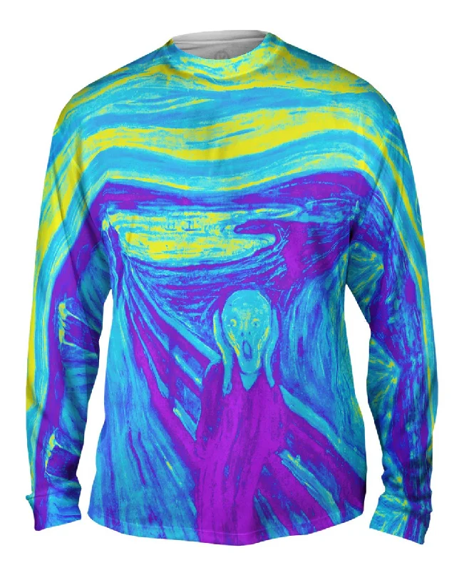 Long-Sleeve-V-Neck-Pop Art - "Munch Scream Yellow Purple" (1893)