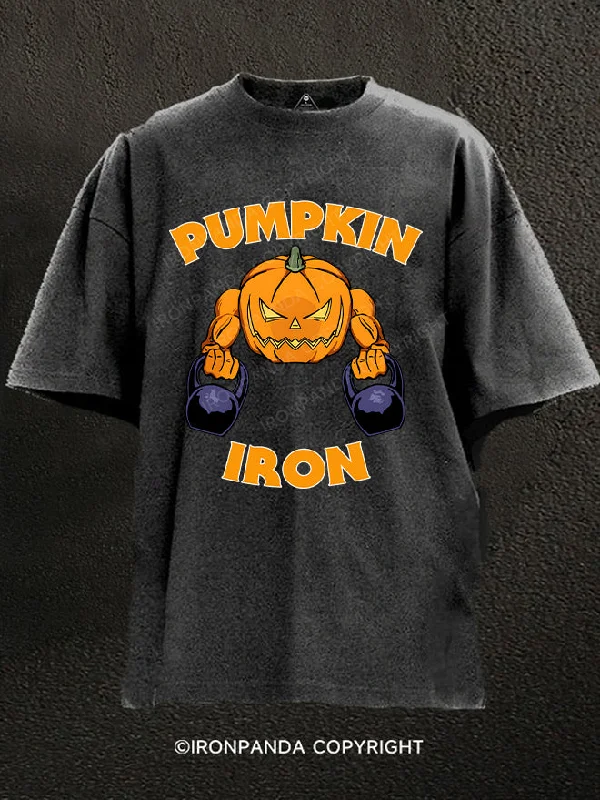 T-Shirt-Printed-PUMPKIN IRON Washed Gym Shirt