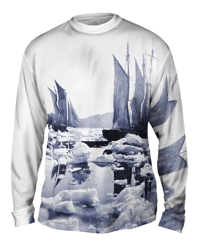 Long-Sleeve-Slim-Fit-Sailing Ships In An Ice Field