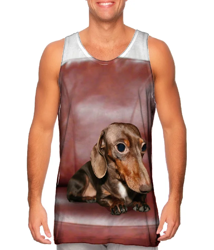 Tank-Top-Zip-Up-Dachshund Red Leather Couch