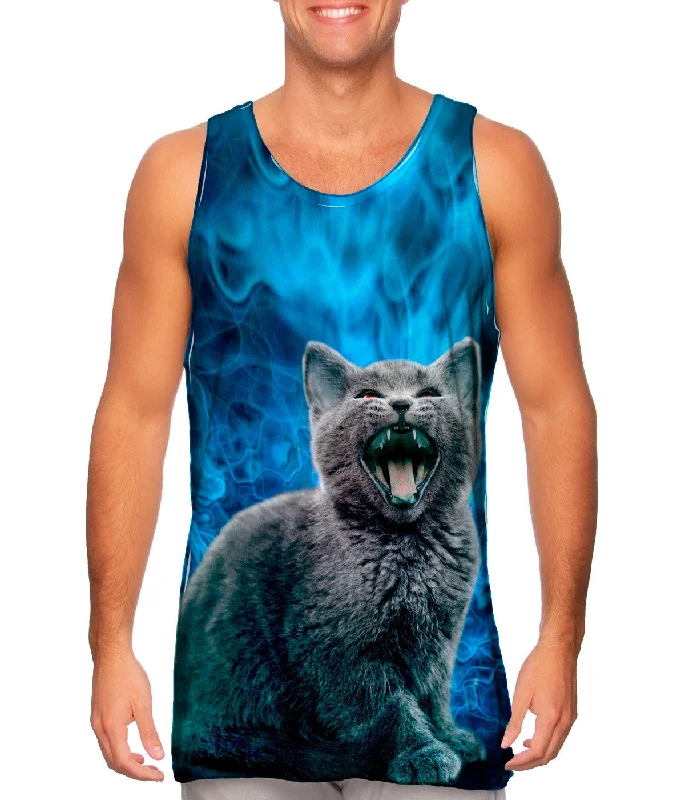 Tank-Top-Polyester-Blue Demon Kitten