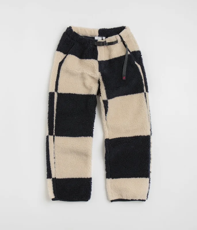 Pants-Minimalist-Gramicci Checkered Sherpa Pants - Natural / Navy Check