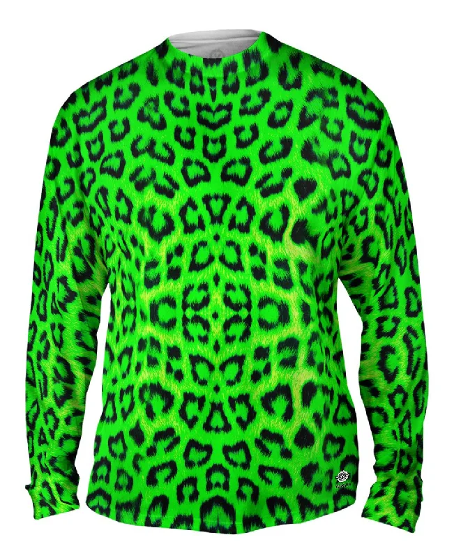 Long-Sleeve-Unisex-Neon Green Leopard Animal Skin