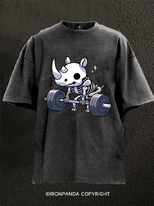 T-Shirt-Slim-Fit-Deadlift Cute Rhino Washed Gym Shirt