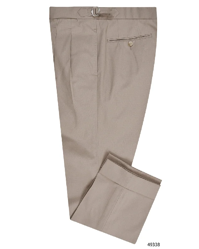 Pants-Ankle-Length-Beige Ripstop Chino Pants