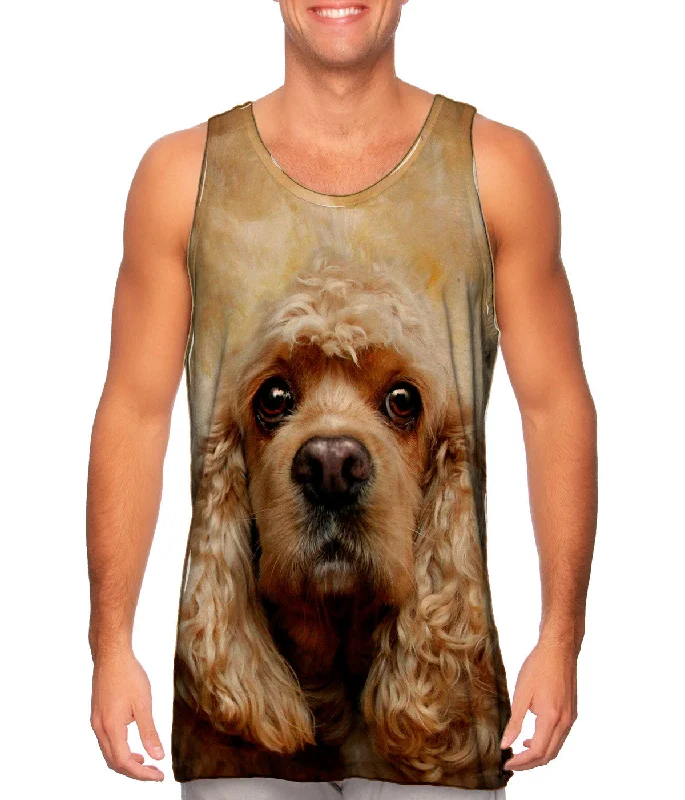 Tank-Top-Green-American Cocker Spaniel Face