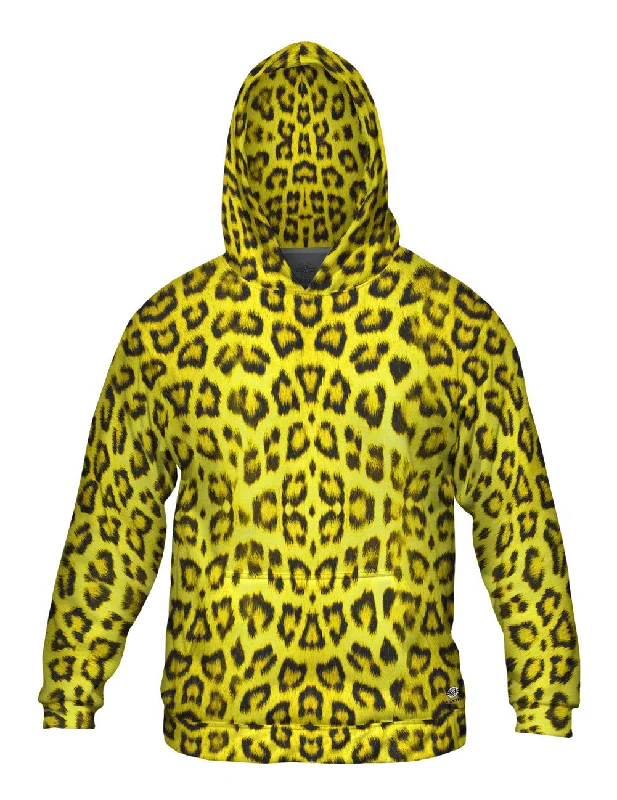 Hoodie-Mock-Neck-Neon Yellow Leopard Animal Skin