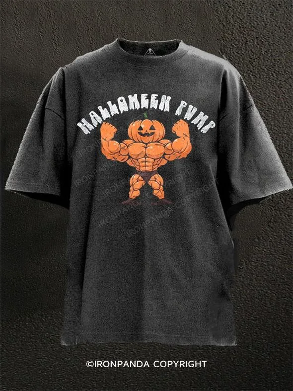 T-Shirt-Couple-HALLOWEEN PUMP Washed Gym Shirt