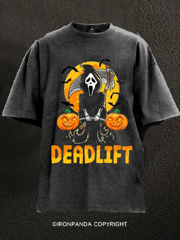 T-Shirt-Khaki-Deadlift Bodybuilder Scary Washed Gym Shirt