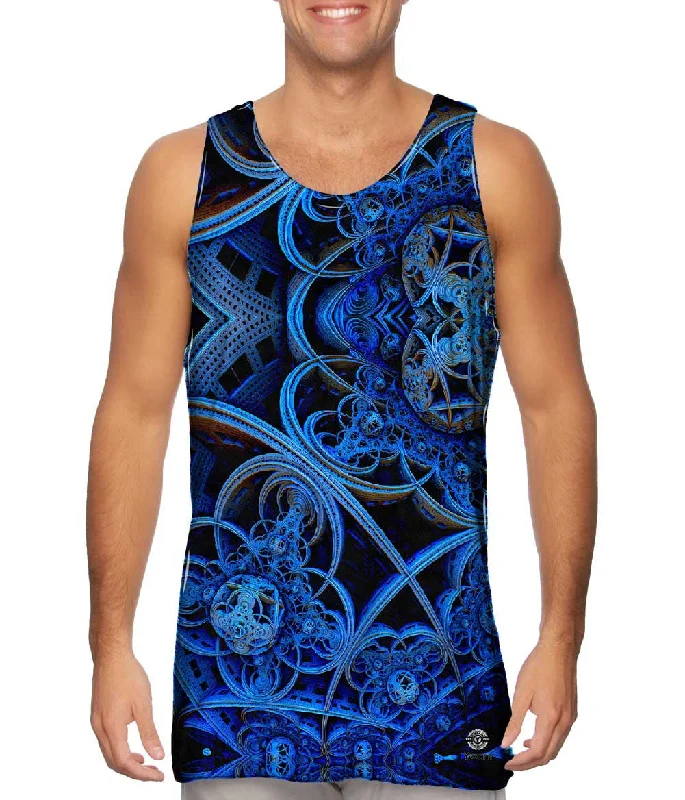 Tank-Top-Checked-3D Blue Fractal City