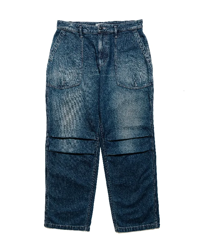 Pants-Checked-nonnative Rancher Trousers Cotton 10oz Denim Vintage Wash Indigo