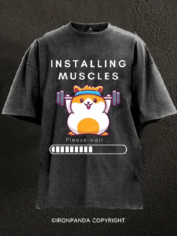 T-Shirt-Y2K-Style-Fit Hamster Washed Gym Shirt