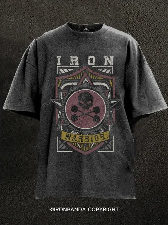 T-Shirt-High-Quality-IRON WARRIOR Washed Gym Shirt