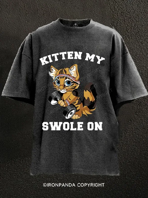 T-Shirt-Travel-kitten my swole on Washed Gym Shirt