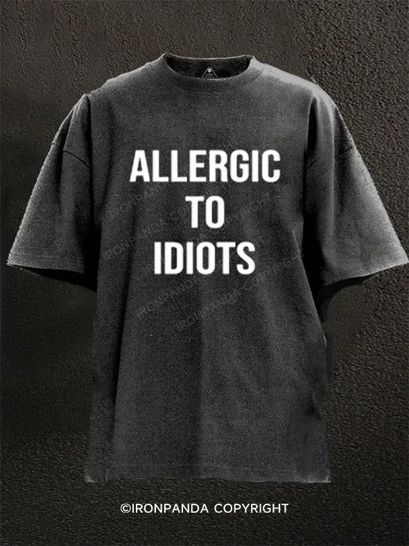 T-Shirt-Oversized-ALLERGIC TO IDIOTS Washed Gym Shirt