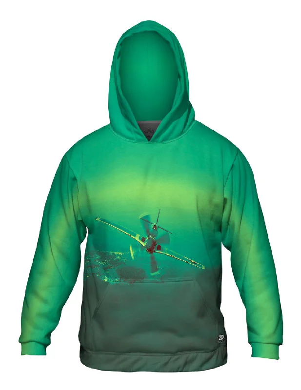 Hoodie-Vegan-P 51 Mustang Plane Green