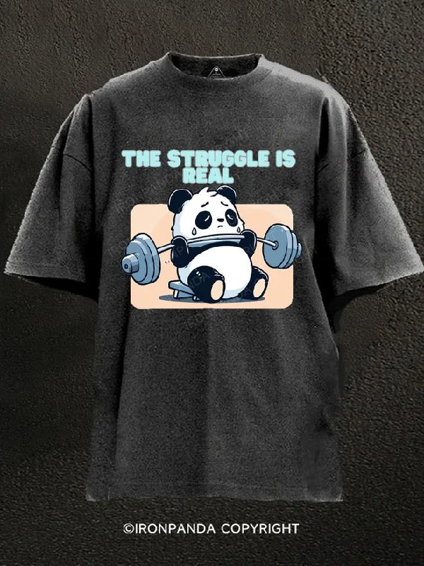 T-Shirt-Running-Panda - the struggle is real Washed Gym Shirt