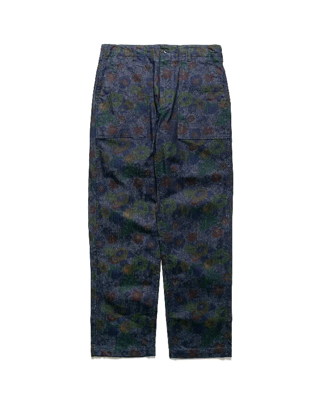 Pants-Sweatpants-Engineered Garments Fatigue Pant Indigo Floral Print Denim