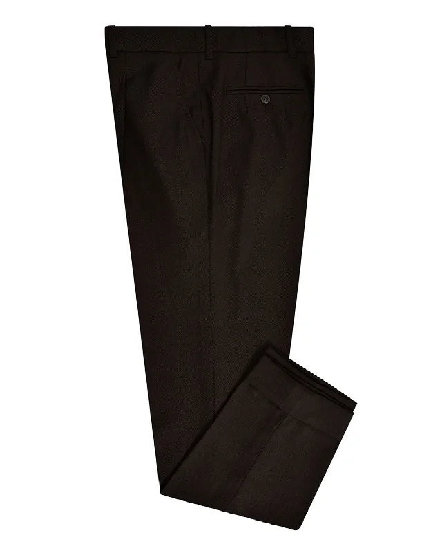 Pants-Relaxed-Fit-Easycare Wool: Brown Birdseye