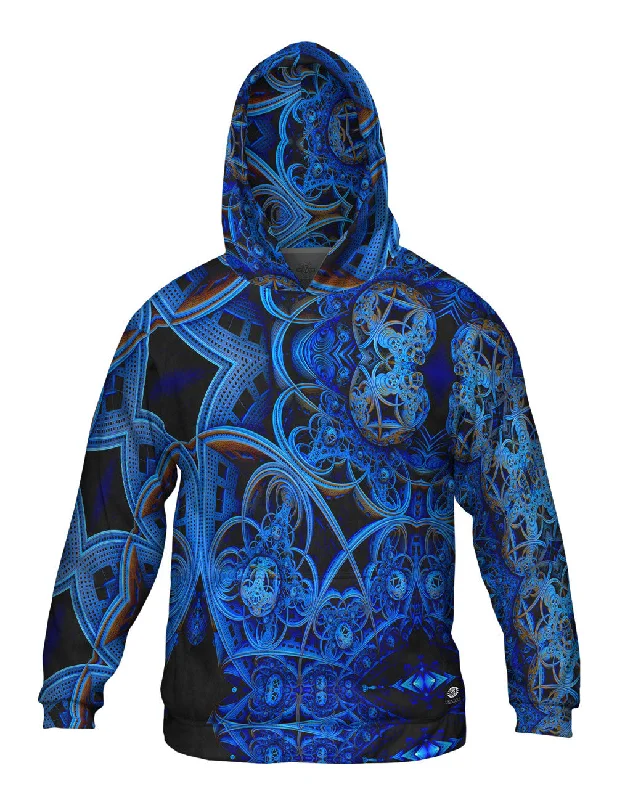 Hoodie-Printed-3D Blue Fractal City