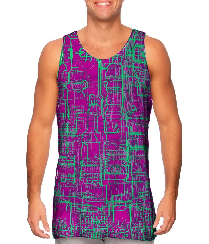 Tank-Top-Surfing-Circuit Board Pink