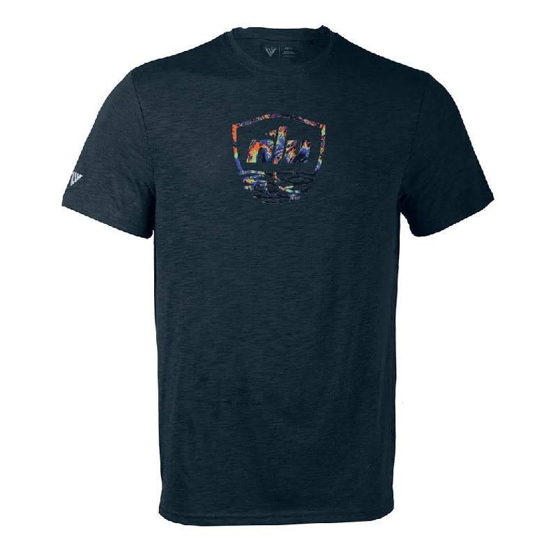 T-Shirt-Minimalist-Nest T-Shirt by Levelwear | Navy w/ Acid Drop Nest Logo